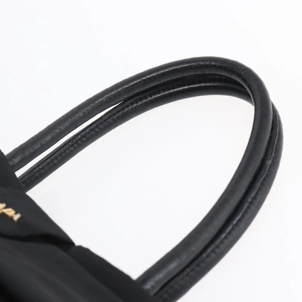 PRADA Hand Bag Nylon Black Gold Auth 152937 - Picture 9 of 16